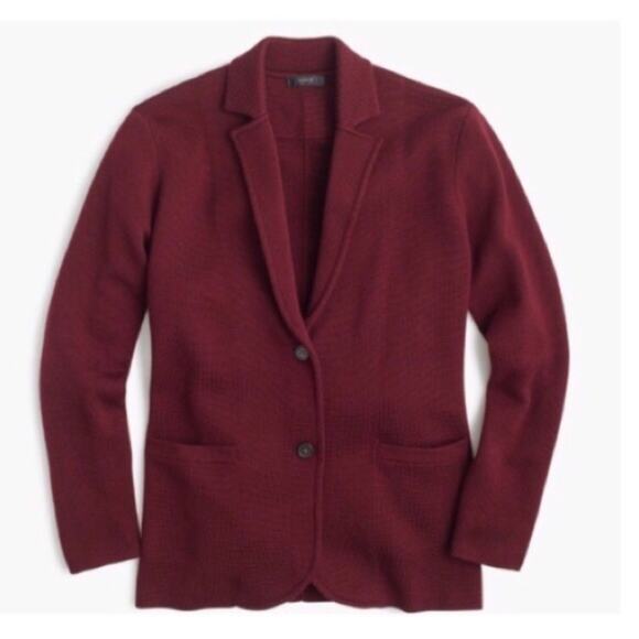 J.CREW Merino Wool Sweater Blazer Vintage Cabernet Maroon Red Purple {3Q30} - Picture 3 of 8